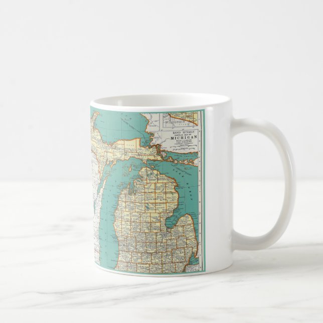 Vintage Michigan Map Coffee Mug (Right)
