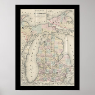 Vintage Michigan Map Poster