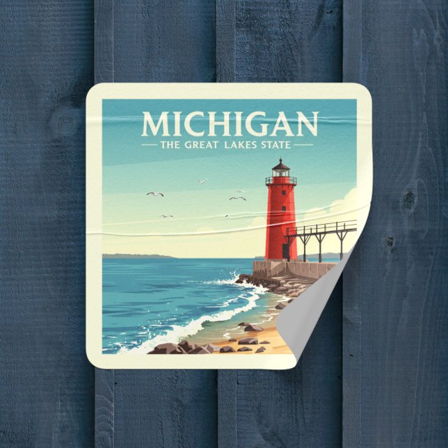 Vintage Michigan Square Sticker (Creator Uploaded)