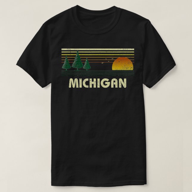 Vintage Michigan Sunset State Travel Souvenir  T-Shirt (Design Front)