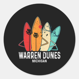 Vintage Michigan Warren Dunes Surfing Board Classic Round Sticker