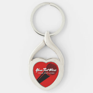 Vintage microphone audio mic design custom heart key ring