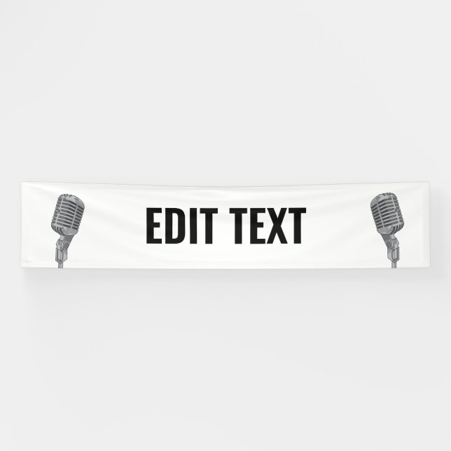 Vintage Microphone Event Stage Custom Banner (Horizontal)