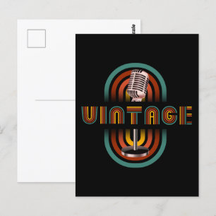 Vintage Microphone Music Singing Postcard