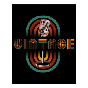 Vintage Microphone Music Singing  Poster