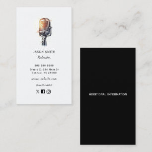 Vintage microphone Podcaster Business Card