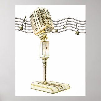 Vintage Microphone Poster Print