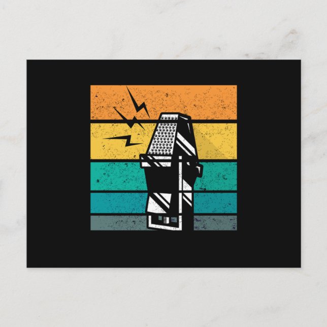 Vintage Microphone Retro Singer Karaoke Mic Gift Postcard (Front)