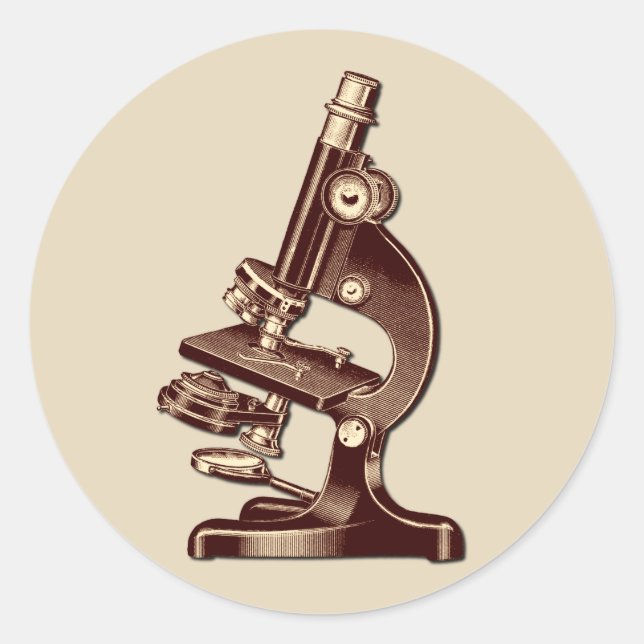 Vintage Microscope Classic Round Sticker (Front)