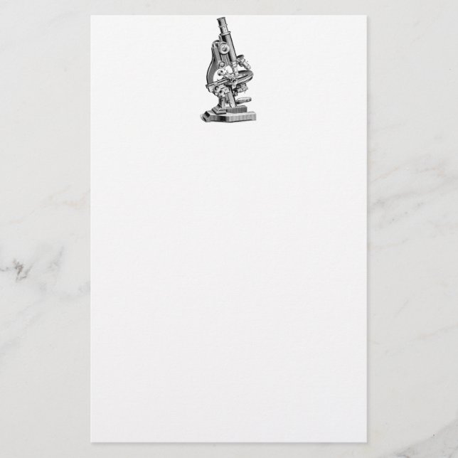 Vintage Microscope Illustration Retro Microscopes Stationery (Front)