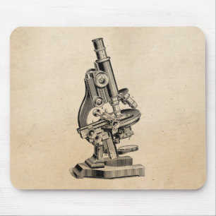 Vintage Microscope Illustration Retro Steampunk Mouse Pad