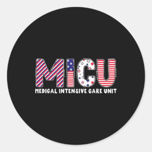 Vintage Micu Nurse Us Flag Patriotic 4th Of July P Classic Round Sticker