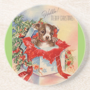 Vintage Mid Century Beautiful Baby Boston Terrier Coaster