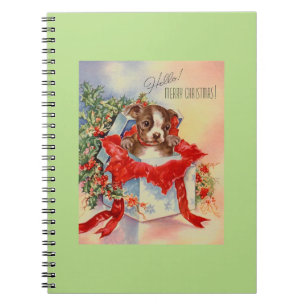 Vintage Mid Century Beautiful Baby Boston Terrier Notebook