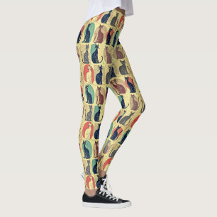 Vintage Mid-Century Modern Cats Leggings