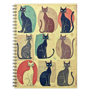 Vintage Mid-Century Modern Cats Notebook