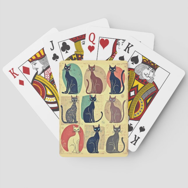 Vintage Mid-Century Modern Cats Playing Cards (Back)