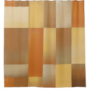 Vintage Mid Century Modern Orange Brown Gold Shower Curtain