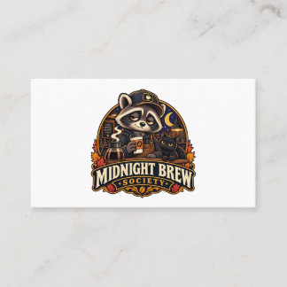 Vintage Midnight Brew Racoon Coffee Society Retro Business Card