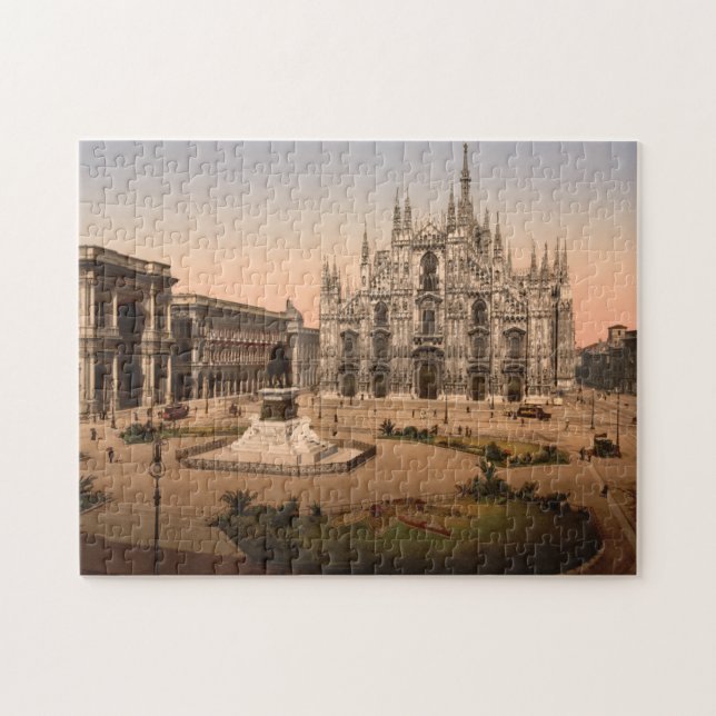 Vintage Milan Cathedral and Piazza,  Italy Jigsaw Puzzle (Horizontal)