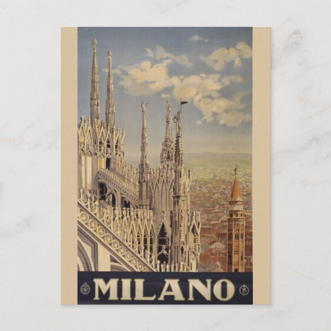 Vintage Milan Italy Cathedral Travel Postcard (Front)