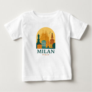 Vintage Milan Italy Travel Retro Duomo Baby T-Shirt