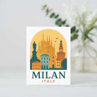 Vintage Milan Italy Travel | Retro Duomo Postcard