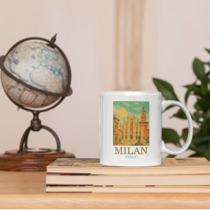 Vintage Milan Italy Travel Retro Print Coffee Mug