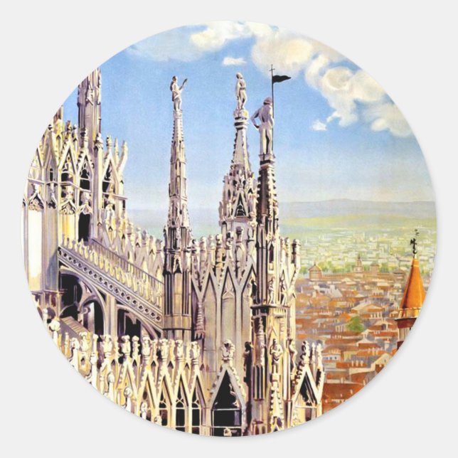 Vintage Milano Travel Classic Round Sticker (Front)
