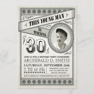 Vintage Milestone Birthday Invitations Your Photo