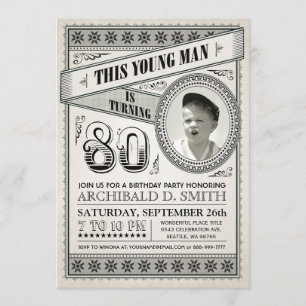Vintage Milestone Birthday Invitations Your Photo