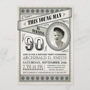 Vintage Milestone Birthday Invitations Your Photo
