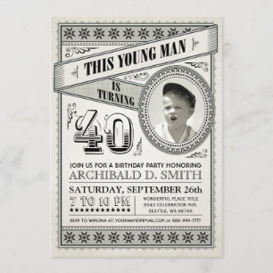 Vintage Milestone Birthday Invitations Your Photo