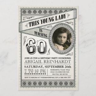 Vintage Milestone Birthday Invitations Your Photo