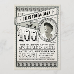 Vintage Milestone Birthday Invitations Your Photo