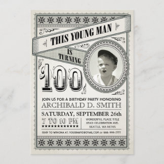 Vintage Milestone Birthday Invitations Your Photo