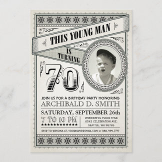 Vintage Milestone Birthday Invitations Your Photo