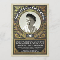 Vintage Milestone Birthday Invitations Your Photo