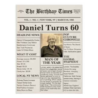 Vintage Milestone Birthday Newspaper - Custom Year Poster