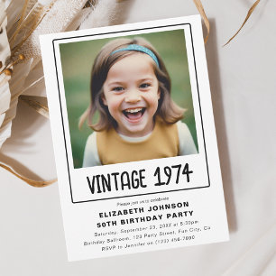 Vintage Milestone Birthday Party Photo  Invitation