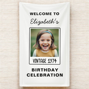 Vintage Milestone Birthday Photo Keepsake Banner