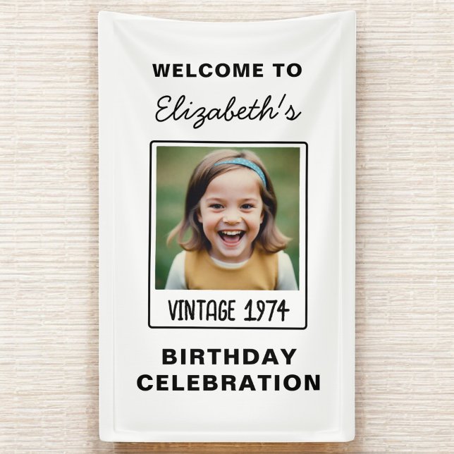 Vintage Milestone Birthday Photo Keepsake Banner (Creator Uploaded)