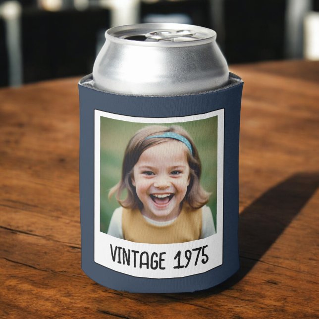 Vintage Milestone Birthday Photo Keepsake Can Cooler (Creator Uploaded)