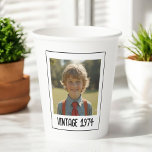 Vintage Milestone Birthday Photo Keepsake Paper Cups<br><div class="desc">Elevate your celebration with our Vintage Milestone Birthday Photo Keepsake Paper Cups! These stylish cups feature a classic vintage design, personalised with a memorable photo and milestone date for a unique touch. Crafted from high-quality, durable materials, they’re perfect for serving drinks at your special event. Ideal for birthdays and significant...</div>