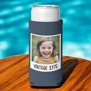Vintage Milestone Birthday Photo Keepsake Seltzer Can Cooler