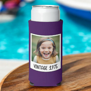 Vintage Milestone Birthday Photo Keepsake Seltzer Can Cooler