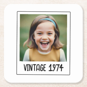 Vintage Milestone Birthday Photo Keepsake Square Paper Coaster