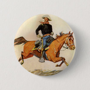 Vintage Military, A Cavalry Officer by Remington 6 Cm Round Badge