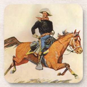 Vintage Military, A Cavalry Officer by Remington Coaster