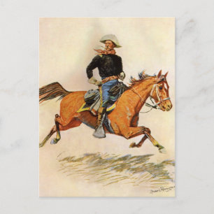 Vintage Military, A Cavalry Officer by Remington Postcard